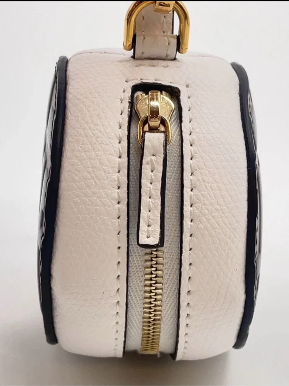 NEW Fendi White Leather Round Coin Case with Brown & Black FF Motif